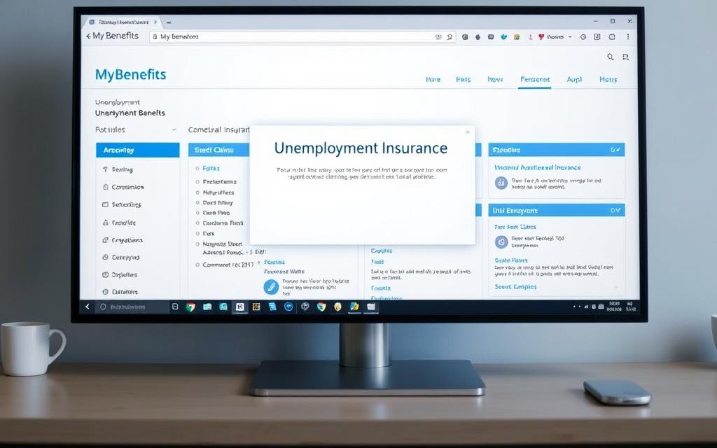 A Modern, Clean, And Well-Designed User Interface Of The &Quot;Mybenefits&Quot; Portal, Showcasing The Unemployment Insurance Section. The Screen Has A Calm, Professional Atmosphere With A Neutral Color Palette Of Blues, Grays, And Whites. The Layout Is Organized And Intuitive, With Clear Navigation Options And Informative Sections. In The Center, A Prominent &Quot;Unemployment Insurance&Quot; Module Dominates The Display, Providing A Streamlined Experience For Users To Manage Their Claims. The Overall Impression Is Of A Reliable, User-Friendly System That Instills Confidence In The Unemployment Benefits Process.